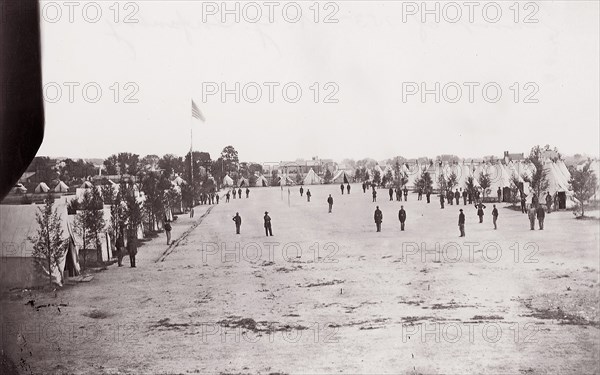 Camp of 153rd New York Infantry, ca. 1861. Formerly attributed to Mathew B. Brady.
