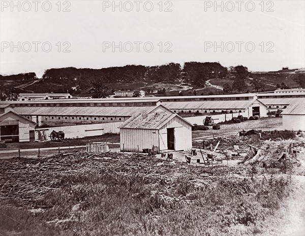 Camp Barry near Bladensberg, Maryland. Stables, 1861-65. Formerly attributed to Mathew B. Brady.