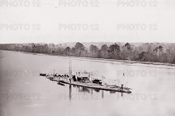 U.S. Monitor "Casco" on James River, taken from a lookout tower on bank., 1861-65. Formerly attributed to Mathew B. Brady.