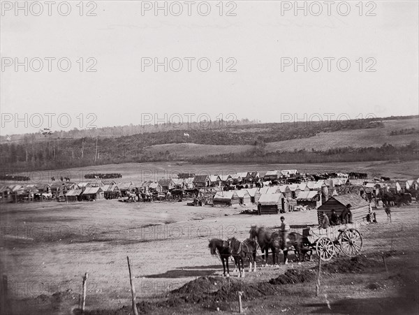 Union Cavalry Winter Quarters, 1861-65. Formerly attributed to Mathew B. Brady