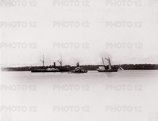 U.S. Gunboat "Saginaw" and Monitor "Onondaga", 1861-65. Formerly attributed to Mathew B. Brady.