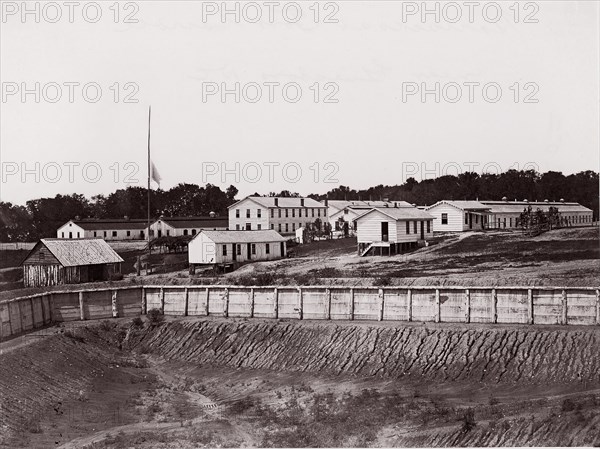 Geisboro D.C., Barracks at Fort Carroll, 1863-64. Formerly attributed to Mathew B. Brady.
