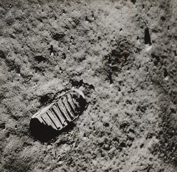 Buzz Aldrin's Footprint on the Surface of the Moon, 1969.