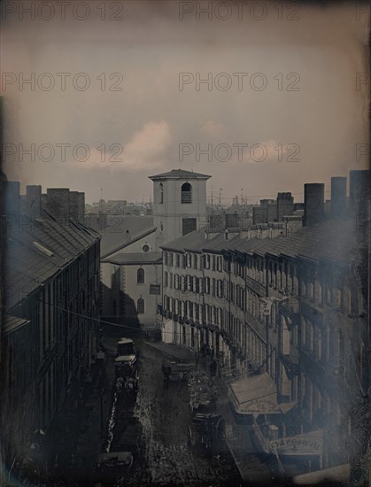 View Down Brattle Street from the Southworth & Hawes Studio at 5 1/2 Tremont Row, Boston, 1855.