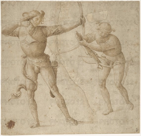 An Archer and an Arbalist, c. 1500. Creator: Perugino (ca. 1450-1523).