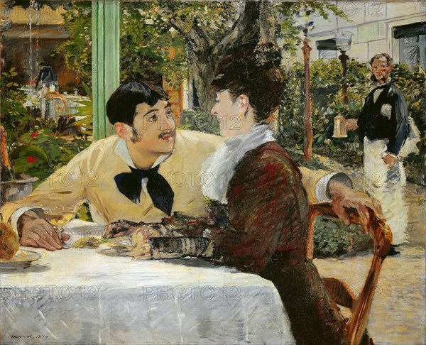 At the Père Lathuille Restaurant (Chez le père Lathuille, en plein air) , 1879. Creator: Manet, Édouard (1832-1883).