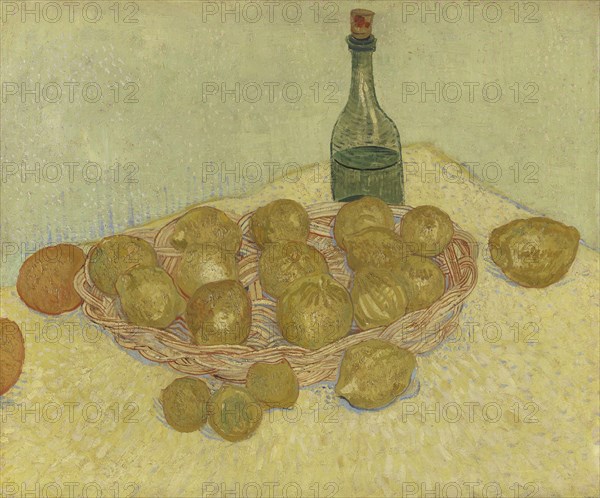 Basket of lemon and bottle, 1888. Creator: Gogh, Vincent, van (1853-1890).