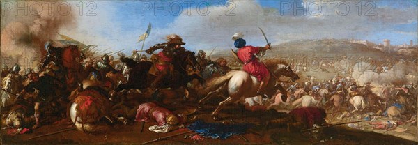 Battle scene between Turks and Christians. Creator: Courtois, Jacques (1621-1676).