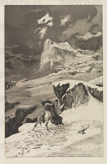 Battling Centaurs (Kämpfende Centauren) (plate V) from Intermezzos, Opus IV..., 1881. Creator: Klinger, Max (1857-1920).