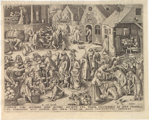 Caritas (Charity) from The Seven Virtues, 1559. Creator: Galle, Philipp (Philips) (1537-1612).