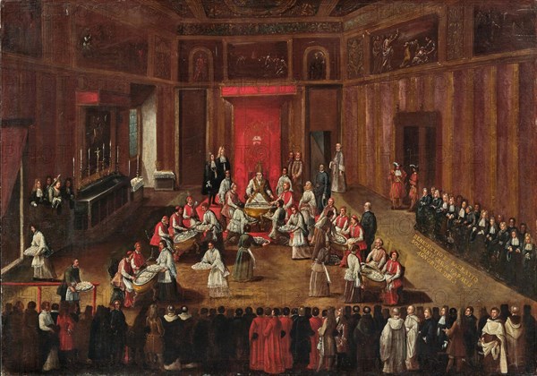 Ceremony of the Agnus Dei celebrated by Pope Clemens XI, c. 1710. Creator: Piazza, Alessandro (1652-1727).