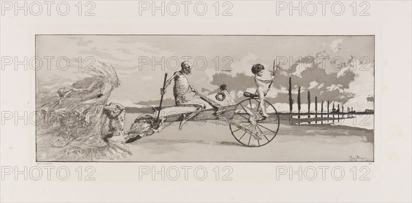Cupid, Death and the Beyond (Amor, Tod und Jenseits) (plate XII) from Intermezzos..., 1881. Creator: Klinger, Max (1857-1920).