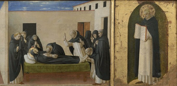 Death of Saint Dominic and Saint Thomas Aquinas. Cortona Polyptych (detail of the predella), c1437. Creator: Angelico, Fra Giovanni, da Fiesole (ca. 1400-1455).