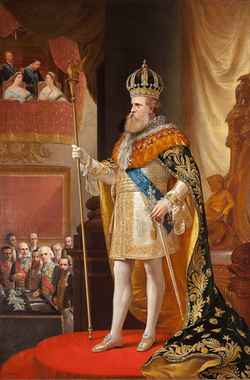 Emperor Peter II of Brazil at the opening of the General Assembly, 1872. Creator: Américo, Pedro (1843-1905).