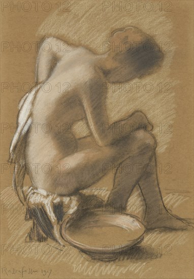 Femme à sa toilette (Woman at her toilet), 1917. Creator: Rassenfosse, Armand (1862-1934).