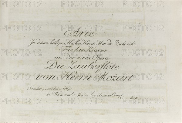 First Artaria edition of Die Zauberflöte by W.A. Mozart, 1791-1792. Creator: Mozart, Wolfgang Amadeus (1756-1791).