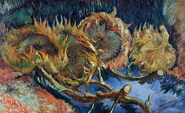 Four cut sunflowers, 1887. Creator: Gogh, Vincent, van (1853-1890).