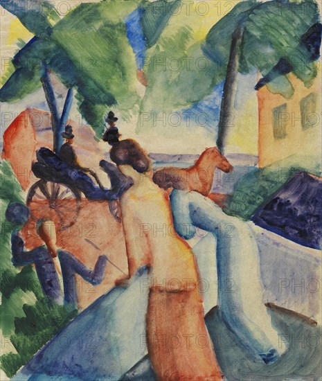 Greeting (Lake Thun), 1913. Creator: Macke, August (1887-1914).