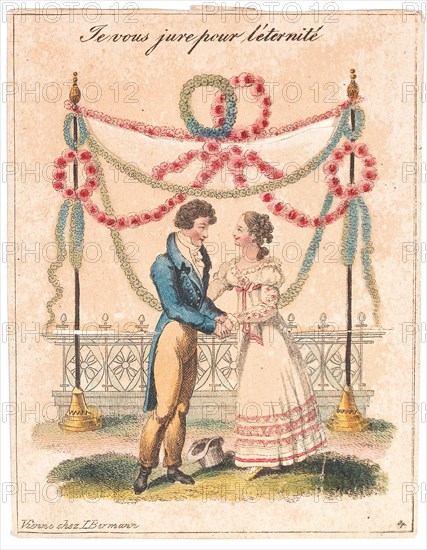 Greeting card "Je vous jure pour l'eternite, Amour & Fidelité", after 1815. Creator: Anonymous.