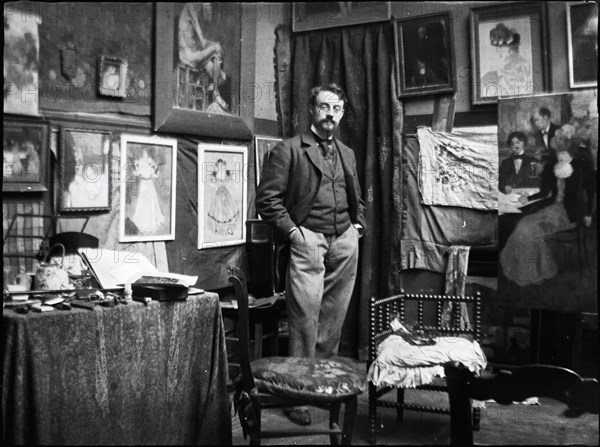 Henri Matisse in the workshop of Henri Evenepoel, 1897. Creator: Evenepoel, Henri Jacques Edouard (1872-1899).