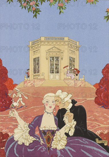 Illustration for "Fêtes galantes" by Paul Verlaine, 1928. Creator: Barbier, George (1882-1932).