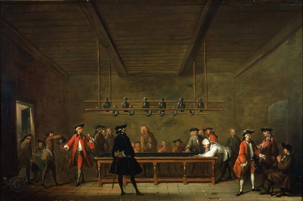 La partie de billard (The Billiard Match), c. 1725. Creator: Chardin, Jean-Baptiste Siméon (1699-1779).