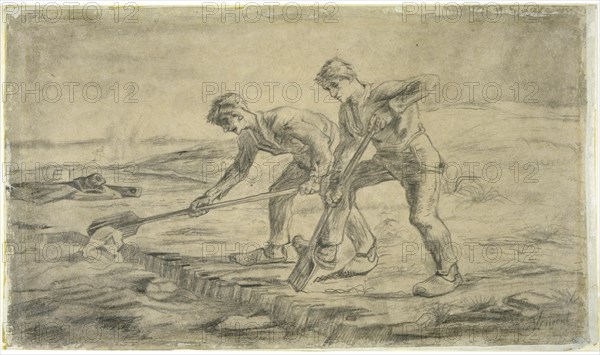 Les bêcheurs (after Millet), 1880. Creator: Gogh, Vincent, van (1853-1890).