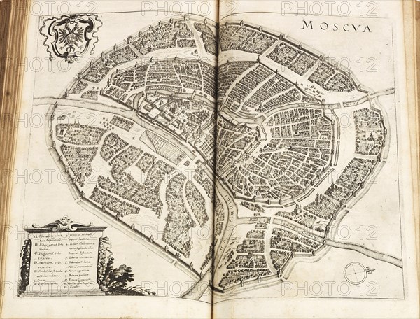 Map of Moscow. From: Newe Archontologia cosmica by Johann Ludwig Gottfried, 1646. Creator: Merian, Matthäus, the Elder (1593-1650).