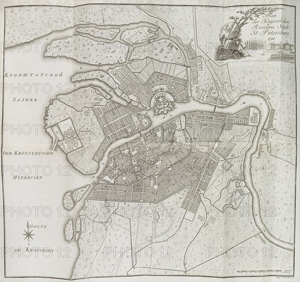 Map of Saint Petersburg, 1790. Creator: Khudyakov, Yefim Maximovich (1748-1822).