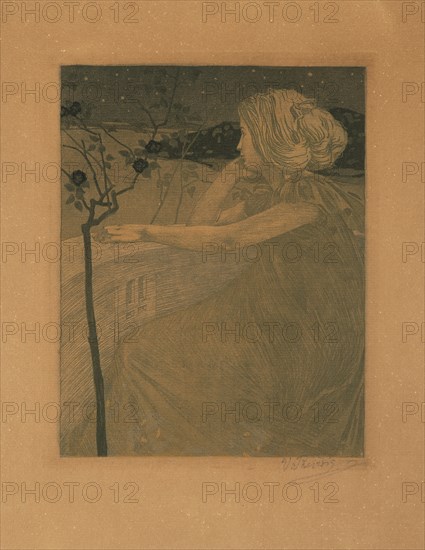 Meditation (On the Balcony), 1899-1900. Creator: Preissig, Vojtech (1873-1944).