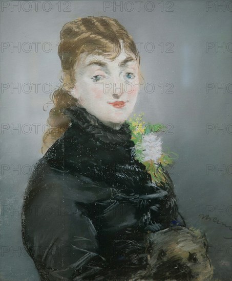 Méry Laurent with a Pug, 1882. Creator: Manet, Édouard (1832-1883).