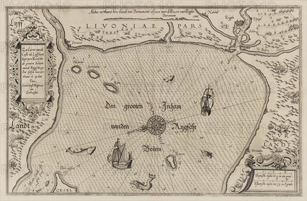 Nautical chart of the Gulf of Riga, Cartography. Creator: Waghenaer, Lucas Jansz. (1533/34-1606).