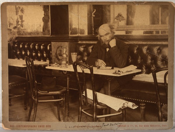 Paul Verlaine in café François 1er in Paris, 1892. Creator: Dornac, Paul (1858-1941).