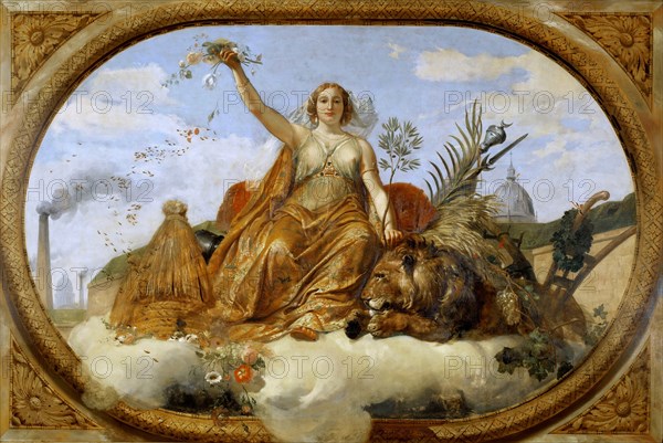 Peace (Ceiling painting, Salle des Pas perdus) , 1839-1847. Creator: Vernet, Horace (1789-1863).