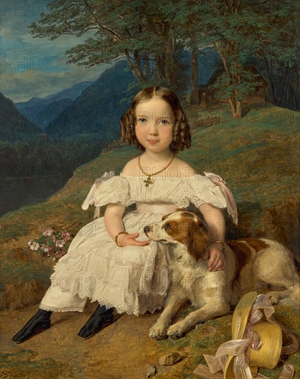 Portrait of Countess Julia Alexandrovna Apraxina (1830-1917) as child, 1835. Creator: Waldmüller, Ferdinand Georg (1793-1865).