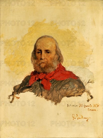 Portrait of Giuseppe Garibaldi (1807-1882), 1860. Creator: Induno, Gerolamo (1825-1890).