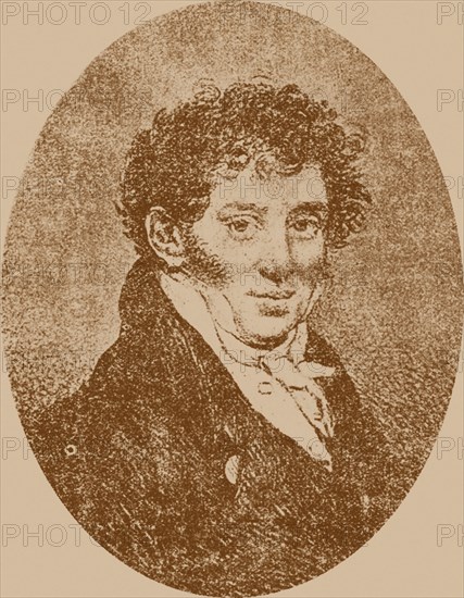 Portrait of the composer and guitarist Andrei Osipovich Sychra (1773-1850), 1817. Creator: Sokolov, Pyotr Fyodorovich (1791-1848).