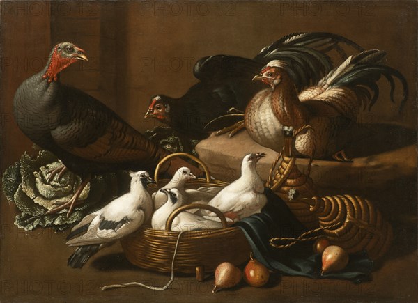 Poultry in the Kitchen, Mid of 17th cen.. Creator: Kerckhoven (Giacomo da Castello), Jacob van der (1636/37-after 1712).