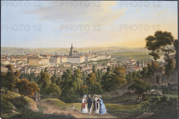 Prague Castle District (Hradcany), c. 1830. Creator: Morstadt, Vincenc (1802-1875).