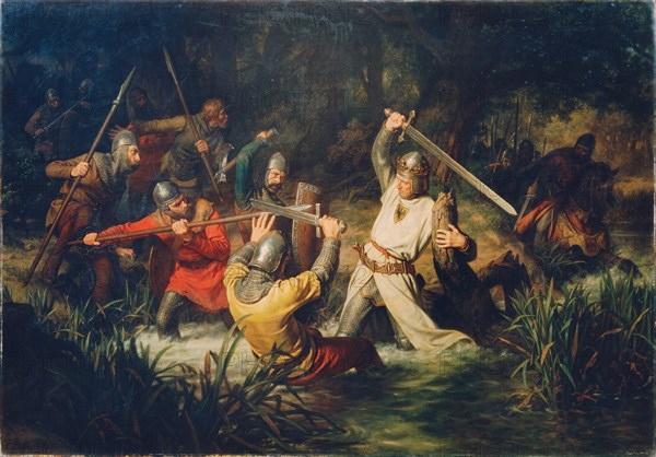 Rudolf of Habsburg in mortal danger, 1872. Creator: Löffler-Radymno, Leopold Edler von (1827-1898).