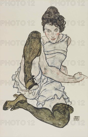 Seated Woman with Legs Drawn Up, 1917. Creator: Schiele, Egon (1890-1918).