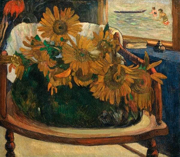 Sunflowers on an armchair (Tournesols sur un fauteuil), 1901. Creator: Gauguin, Paul Eugéne Henri (1848-1903).