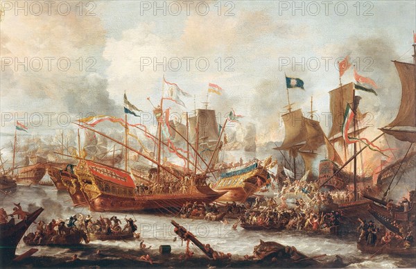 The Battle of Lepanto, 1671. Creator: Peeters, Jan, the Elder (1624-1678).