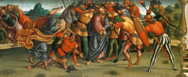 The Capture of Christ. (Lamentation over the Dead Christ, Predella panel), 1502. Creator: Signorelli, Luca (ca 1441-1523).