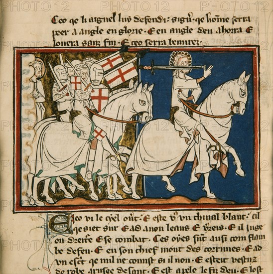 The great king on a white horse. Miniature from: Apocalypse de saint Jean, ca 1320. Creator: Anonymous.