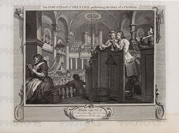 The Industrious 'Prentice performing the Duty of a Christian. Series "Industry and Idleness", 1747. Creator: Hogarth, William (1697-1764).