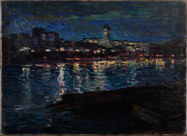 The Seine at night, c. 1905. Creator: Tarkhov, Nikolai Alexandrovich (1871-1930).