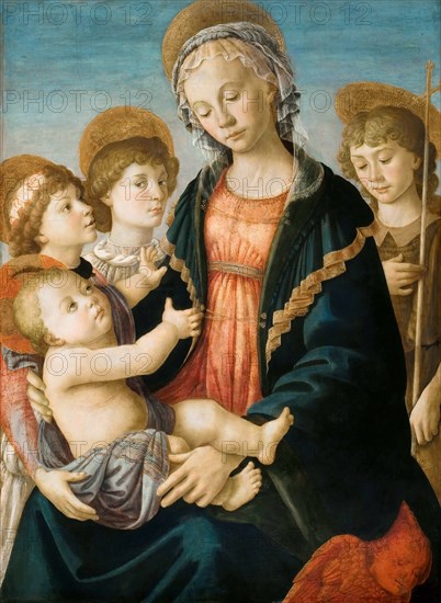 The Virgin and Child with Two Angels and the Young Saint John the Baptist, ca 1467. Creator: Botticelli, Sandro (1445-1510).