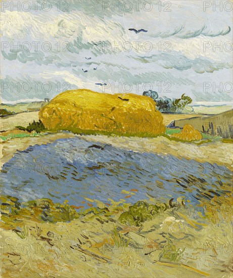 Wheat stack under a cloudy sky, Auvers-sur-Oise, 1889. Creator: Gogh, Vincent, van (1853-1890).