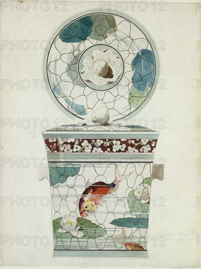 Design for a Covered Dish in the "Service au Filet" (Fish Net Ware)..., 1875-85. Creator: Attributed to Amédée de Caranza.